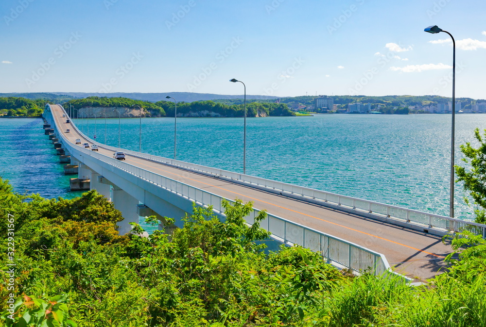 Wall mural 能登島から眺める能登島大橋、石川県七尾市にて