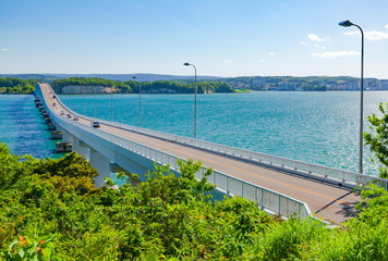 能登島から眺める能登島大橋、石川県七尾市にて