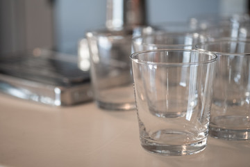 Empty glass in hotel