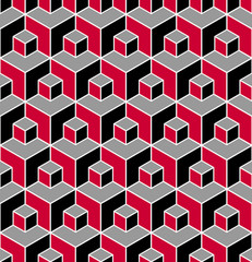 Seamless geometric isometric pattern. 3D illusion.