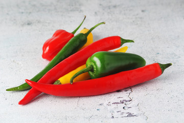 Different types of hot spicy pepper
