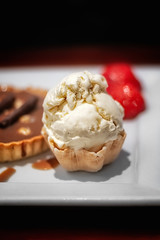 Icecream on a white plate