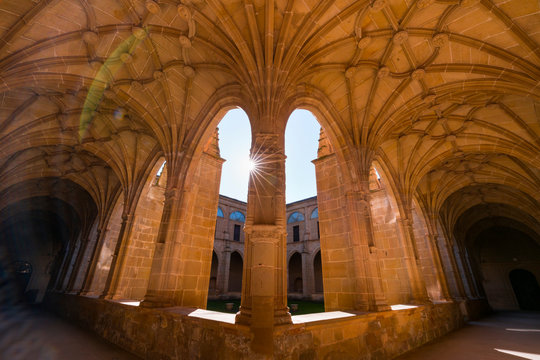 Cloister, San Millan de Yuso Monastery, 11th century, San MIllan de la Cogolla municipality, La Rioja, Spain, Europe, Unesco World Heritage Site