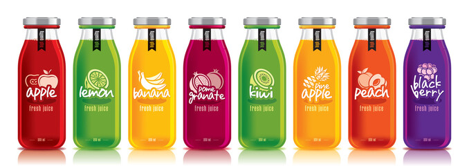 Ready design vector juice, fruit glass bottle set