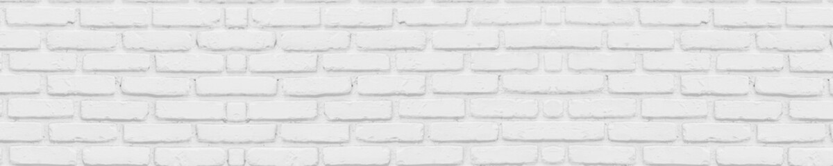 White brick wall texture background. panorama picture