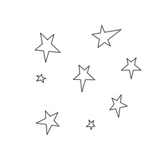 Set of stars. Design element, icon on the theme of UFO, space. Doodle vector illustration.