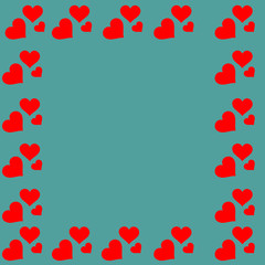 love hearts around square greeting card, on popular bakrunns color 