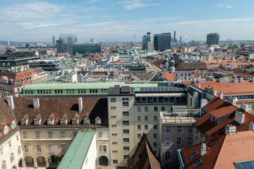 Fototapeta premium View from St. Stephen's Cathedral tower over Vienna, capital of Austria, on a sunny day