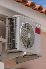 Detailed view of a exterior air conditioner unit equipment