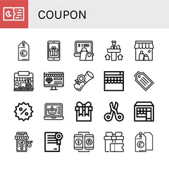 coupon simple icons set