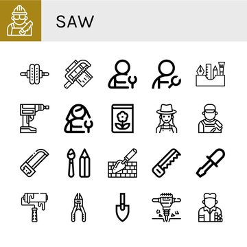 saw simple icons set