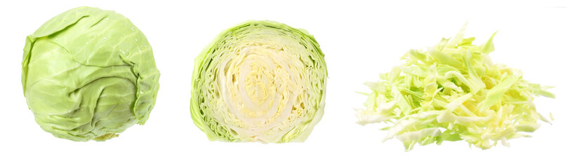 Fototapeta premium green cabbage isolated on white background. healthy food