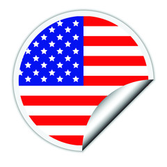 USA  flag . sticher round  flag of United States of America - vector 