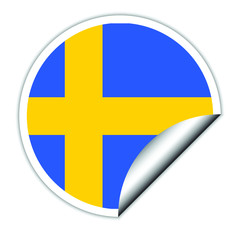 Sweden  flag . sticher round  flag of Sweden  - vector 