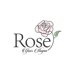rose vector logo design template, minimal line petal beauty icon, salon floral abstract sign, vector illustration - obrazy, fototapety, plakaty