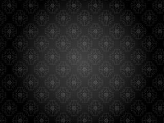 ダマスク模様 シームレス背景壁紙 ブラック Wall Mural Senryu ダマスク模様 シームレス背景壁紙 ブラック Wall Mural Senryu