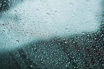 Closeup of raindrops on a window