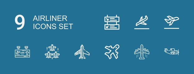 Editable 9 airliner icons for web and mobile