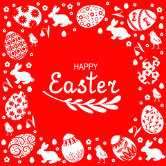 Vector illustrations of Easter decorative card on red background