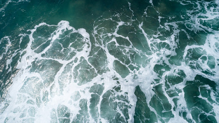 Drone aerial view of sea wave surface