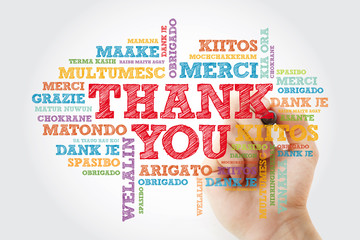 Thank You word cloud in different languages, concept background