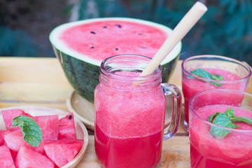 Drink watermelon for health. Sweet taste with vitamins, refresh your body