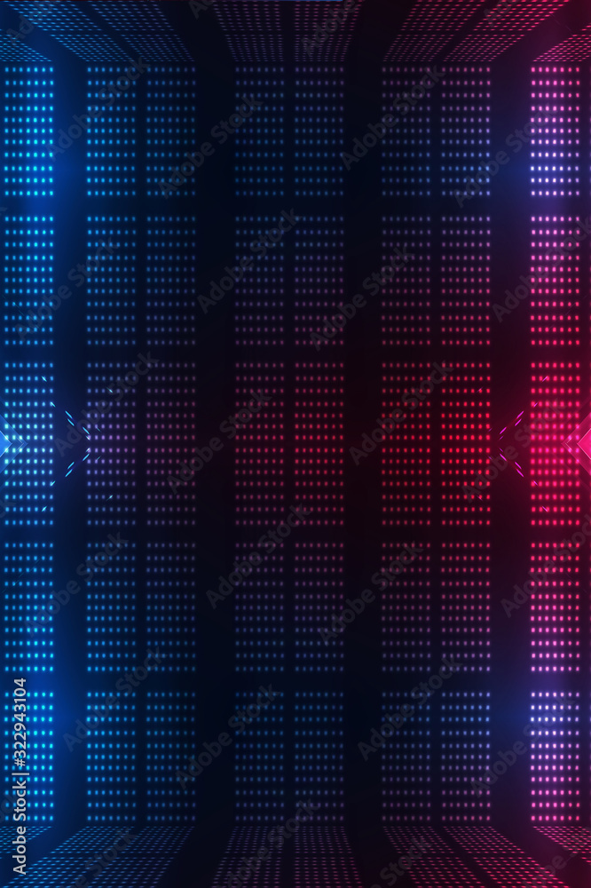 Wall mural dark abstract futuristic background. the geometric shape of the rectangle in the middle of the scene