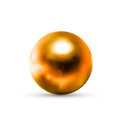 Realistic glossy golden sphere with glares and reflection isolated on white