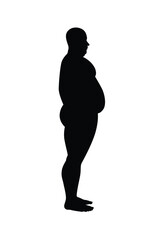 Fat man silhouette vector on white
