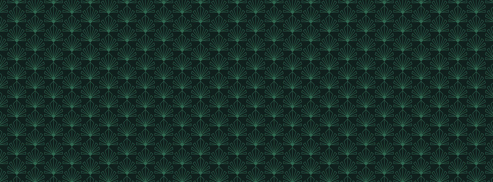 Luxury Wallpaper Vector. Green Fabric design texture with 17:9 size. Art decoration with Geometric pattern consisting of lines, Trendy style background for Wrapping paper, cover background and print.