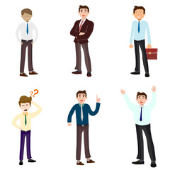 Isolated various action of working business office men