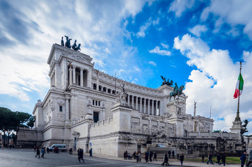 Fototapeta na wymiar Rome Italy, view of the Monument of Victor Emmanuel II, Venezia Square, in Rome, Italy 