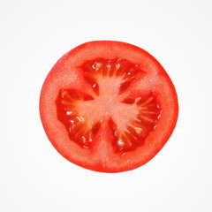 Healthy colorful half tomato isolat on blank background.