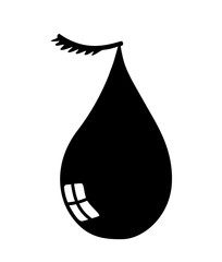 Eye with a black tear on a white background. Sadness, concept. Hand drawn style vector illustration.
