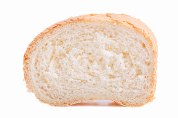A slice of french baguette isolated on a white background.