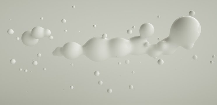 floting Liquid white paint 3d rendering Abstraction Background