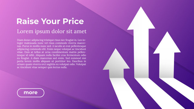 Rise Your Price - Web Template in Trendy Colors. Business Arrow Target Direction to Growth and Success. Modern Vector Illustration or Design Template.