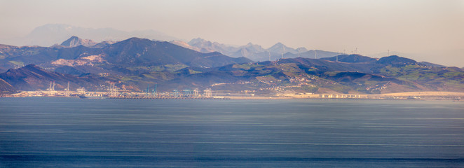 Beautiful view of the strait of Gibraltar from Spain