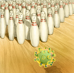 epidemic bowling covid concept of  infestion