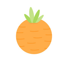 Cute carrot round vector illustration. Spring, holiday, circle easter carrot vegetable symbol. Isolated cartoon graphic icon.