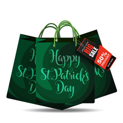 St. Patrick's. Vector illustration for design with clover. Vector hand lettering saint patrick's day greetings card with clover shapes and branches.