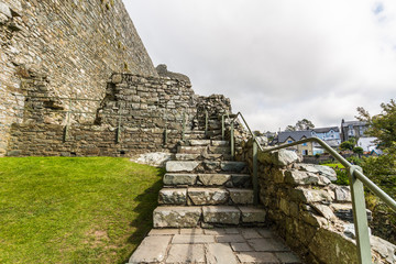 Fototapeta na wymiar Old castle steps with railing