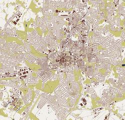 map of the city of Coventry, West Midlands, England, UK