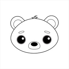 Cute and gentle little bear vector image on white background. Sticker in the style of Kawaii, icon, Emoji. Coloring book for children. Love, Valentine's day, feelings