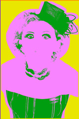 Poster with girl over yellow background in pop art style