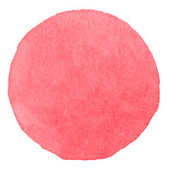 Abstract red watercolor circle on white background.