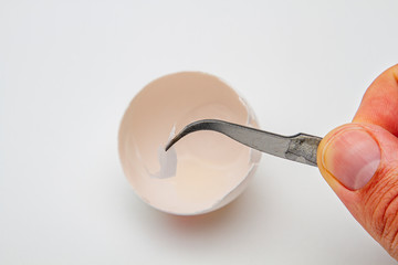 Peeling the skin of an egg
