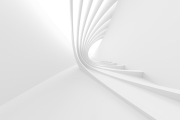 Abstract Architecture Background. White Circularl Building. Creative Engineering Concept