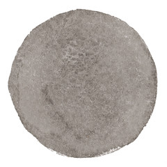 Abstraction hand drawn grey watercolor circle isolated on white background.