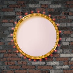 Round frame with light bulbs